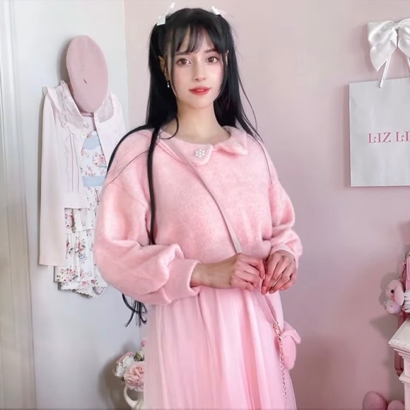 Pink Feminine Coquette Dress Set with Tweed top - Picture 12 of 13